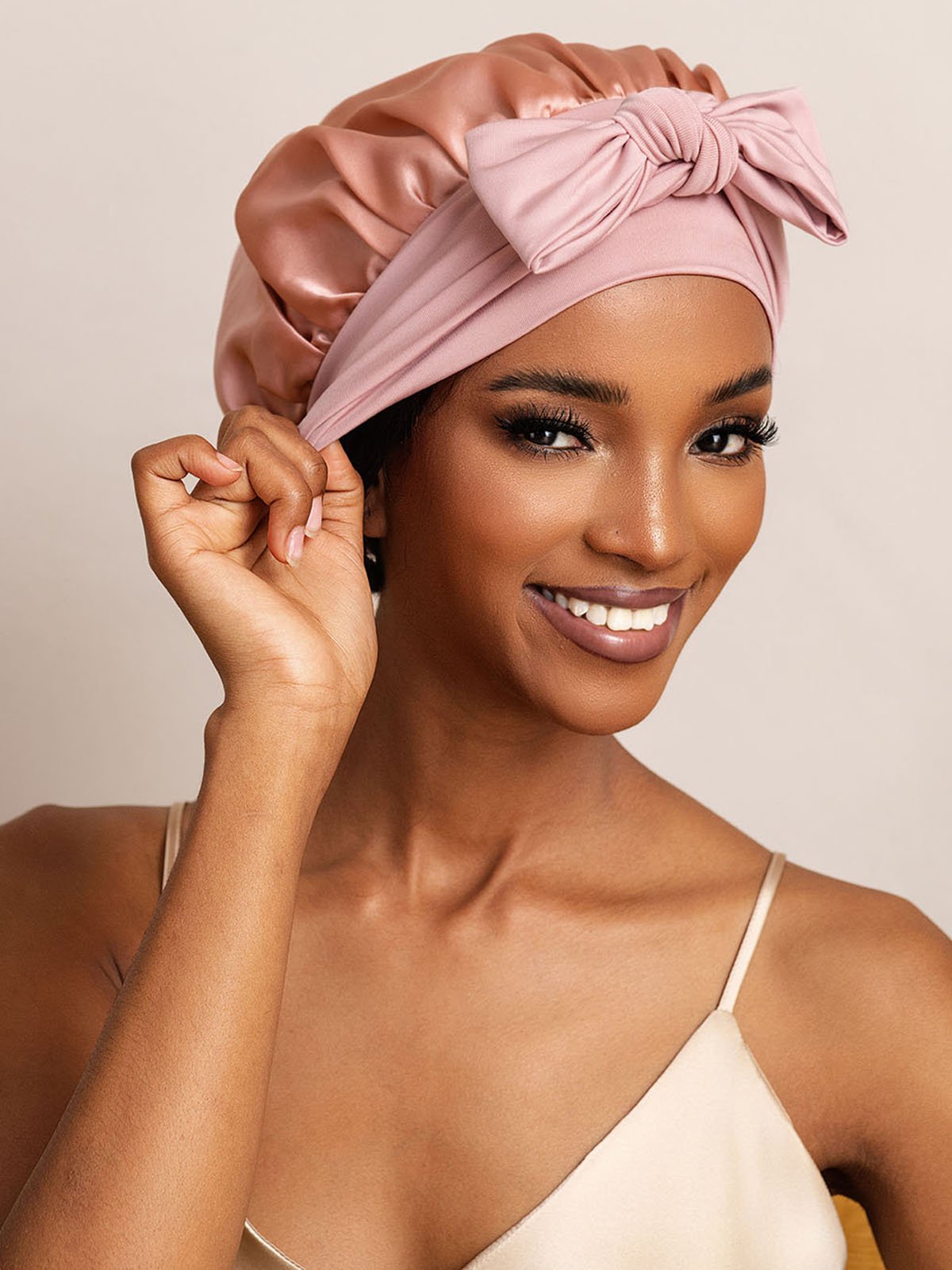 SilkSilky-NL Zijde Sleep Cap Roze 001