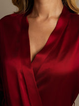 [Wijn] SilkSilky-NL Half Sleeve Dames Kamerjas 004