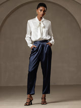[Donkerblauw] SilkSilky-NL 19Momme Zijde Womens Pants 001