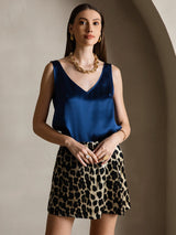 [Donkerblauw] SilkSilky-NL Sleeveless V Neck Cami-Top 001