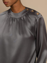 [Donkergrijs] SilkSilky-NL 19Momme Lange Mouw Ronde Hals Blouse 006