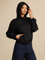 [Zwart] SilkSilky-NL 18Momme Lange Mouw Staande Kraag Dames Bovenkleding 005