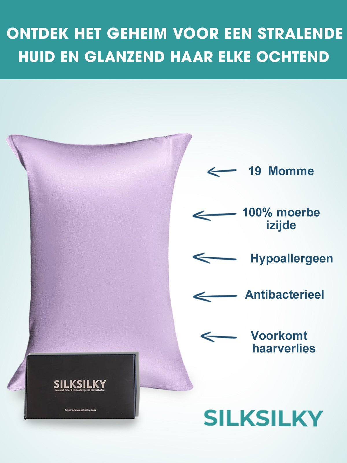 SilkSilky-NL 19Momme Pillowcase Lavendel 003