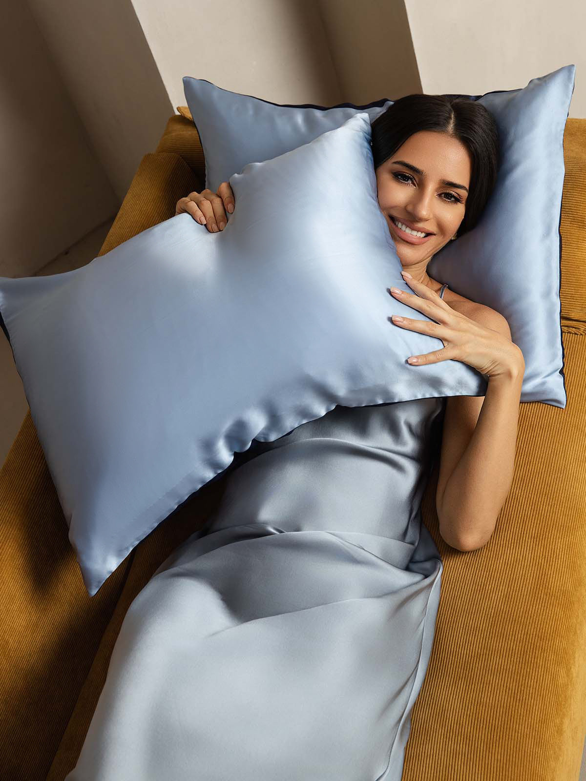 [Donkerblauw+Lichtblauw] SilkSilky-NL 22Momme Pillowcase 004