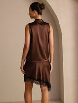[Pure Chocolade] SilkSilky-NL Sleeveless Tie Neck Cami-Top 002