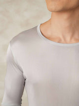 [Zilver] SilkSilky-NL Long Sleeve Round Neck Heren Lange Onderkleding 005