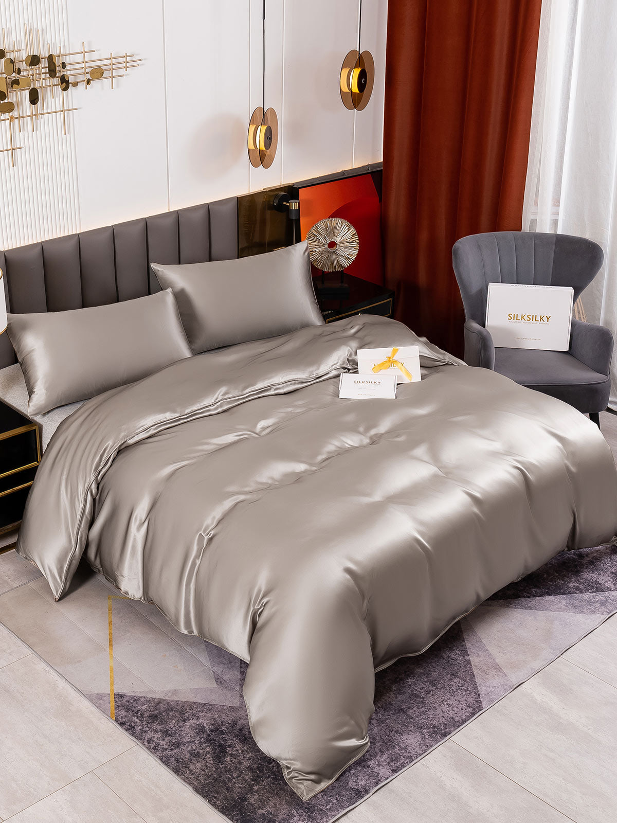 [Grijs] SilkSilky-NL 19Momme Bedding Set 001