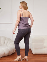 [Paars Grijs] SilkSilky-NL Spaghetti Bandjes V Hals Grote maten Cami-Top 002