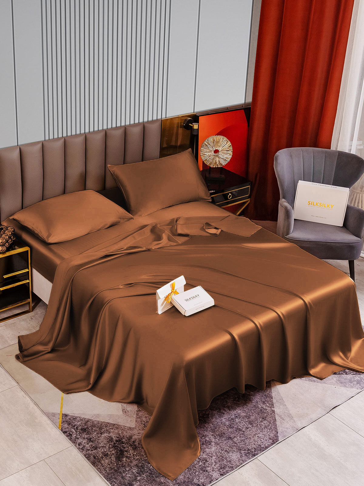 SilkSilky NL 22Momme Pure Silk Bedding Set Koffie 002