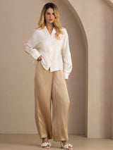 [Wit] SilkSilky-NL Long Sleeve Split Blouse 007