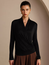 [Zwart] SilkSilky-NL Long Sleeve Blouse 001
