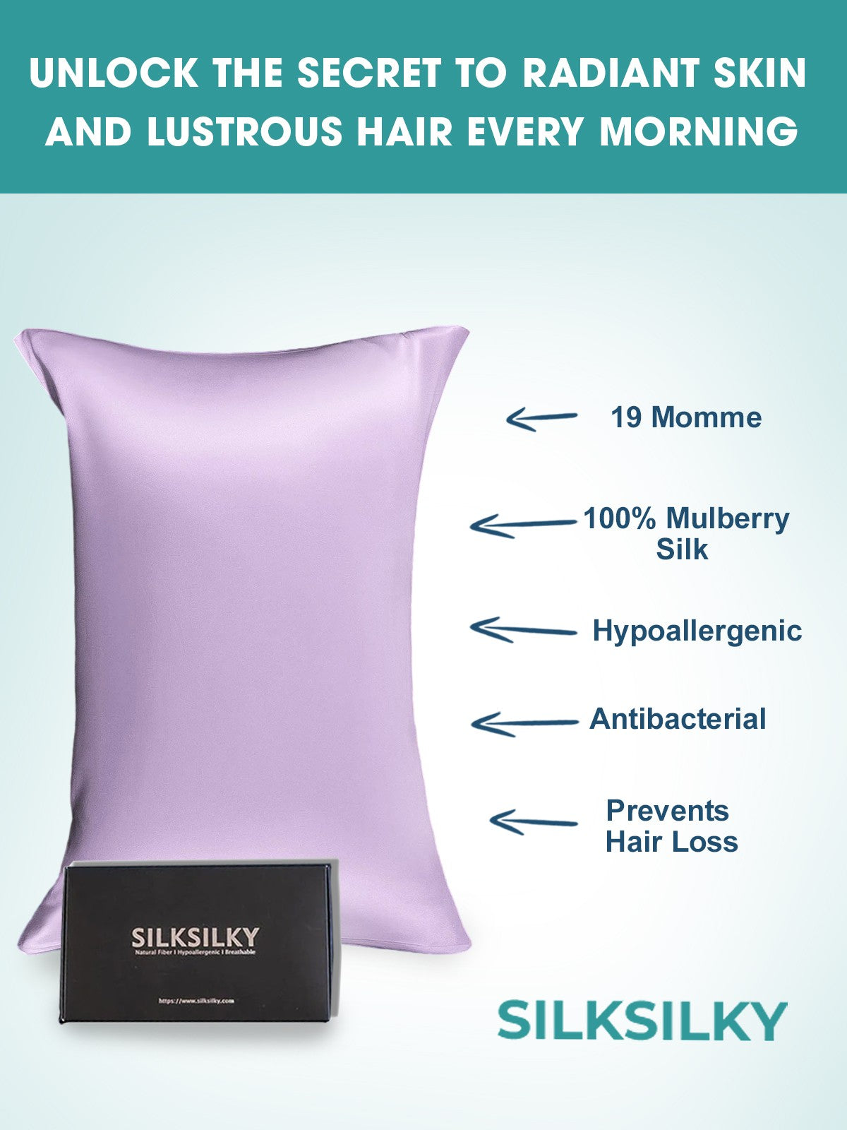 SilkSilky-NL 19Momme Pillowcase Lavendel 002