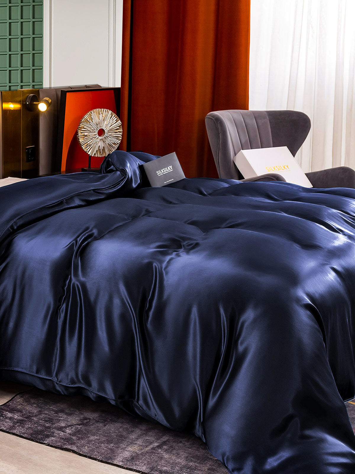 [Donkerblauw] SilkSilky-NL 25Momme Duvet Cover 004