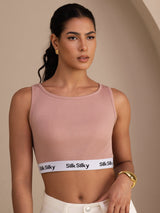 [Roze] SilkSilky-NL Sleeveless Crew Neck Cami-Top 001