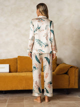 [Tropisch Regenwoud] SilkSilky-NL Long Sleeve Lapel Collar Dames Pyjama Set 006