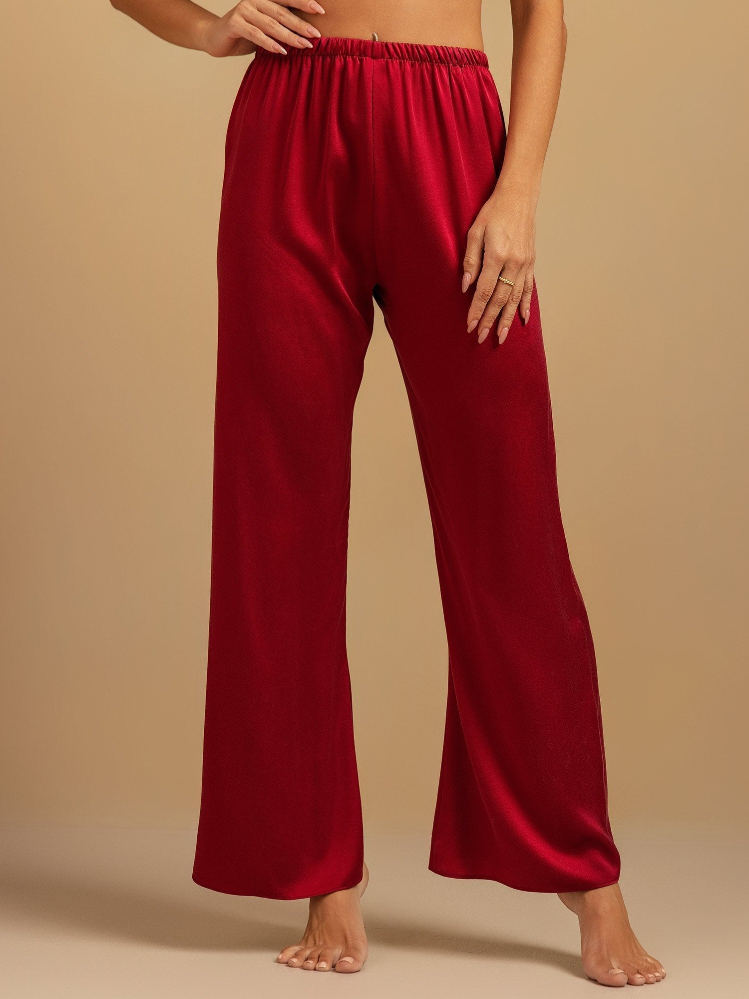 [Wijn] SilkSilky-NL 19Momme Zijde Womens Sleep Bottoms 003,