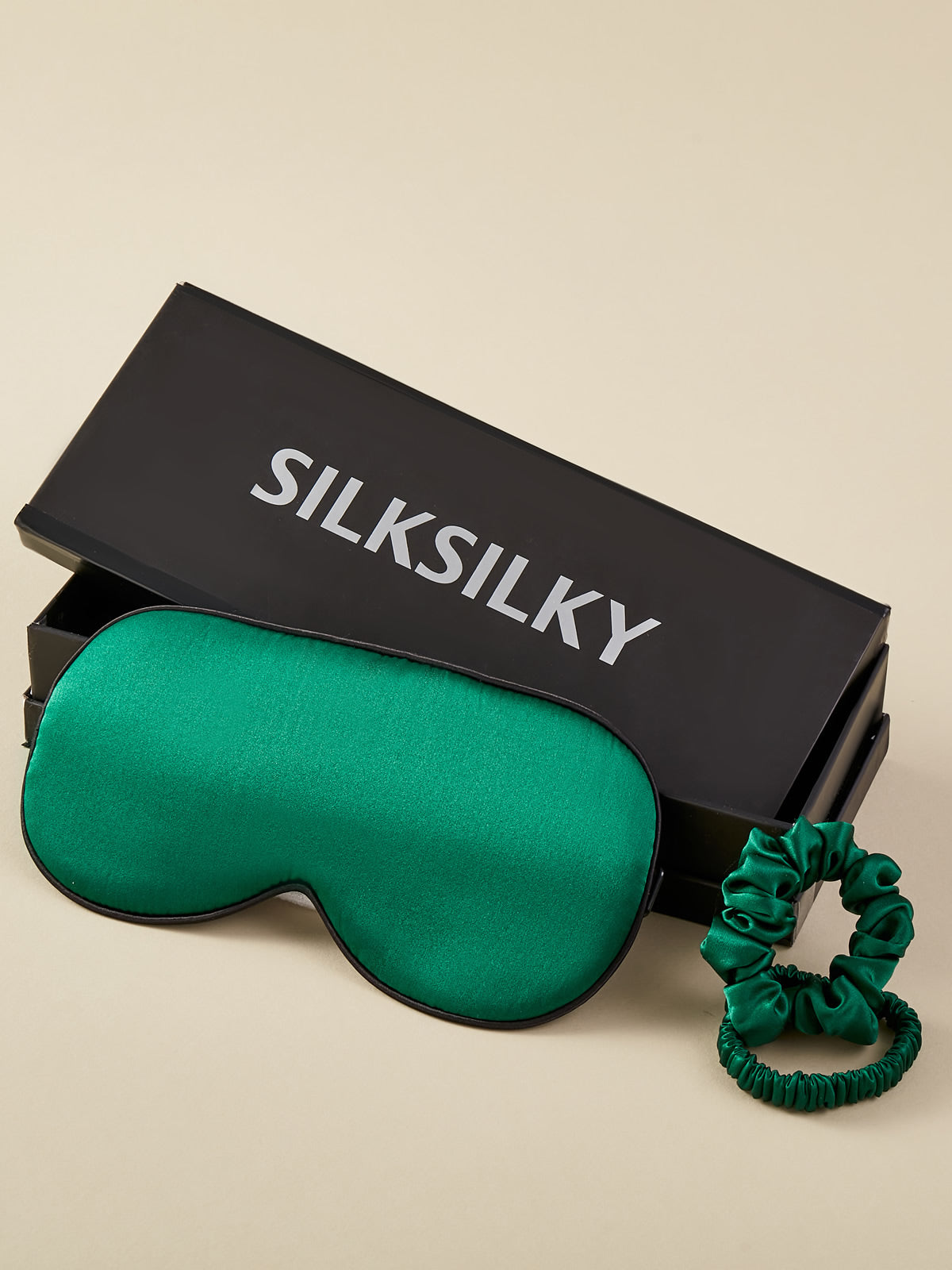 SilkSilky NL 19Momme Pure Silk Eye Mask Donkergroen 001