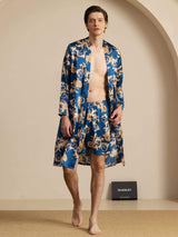 [Navy Draak] SilkSilky-NL Long Sleeve Heren Pyjama Set 002