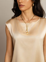 [Champagne] SilkSilky-NL Cap Sleeve Round Neck Dames T-Shirt 005