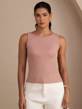 [Roze] SilkSilky-NL Sleeveless Round Neck Cami-Top 003