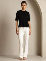 [Zwart] SilkSilky-NL Half Sleeve Crew Hals Dames T-Shirt 003