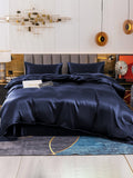 SilkSilky NL 19Momme Pure Silk Bedding Set Donkerblauw 002