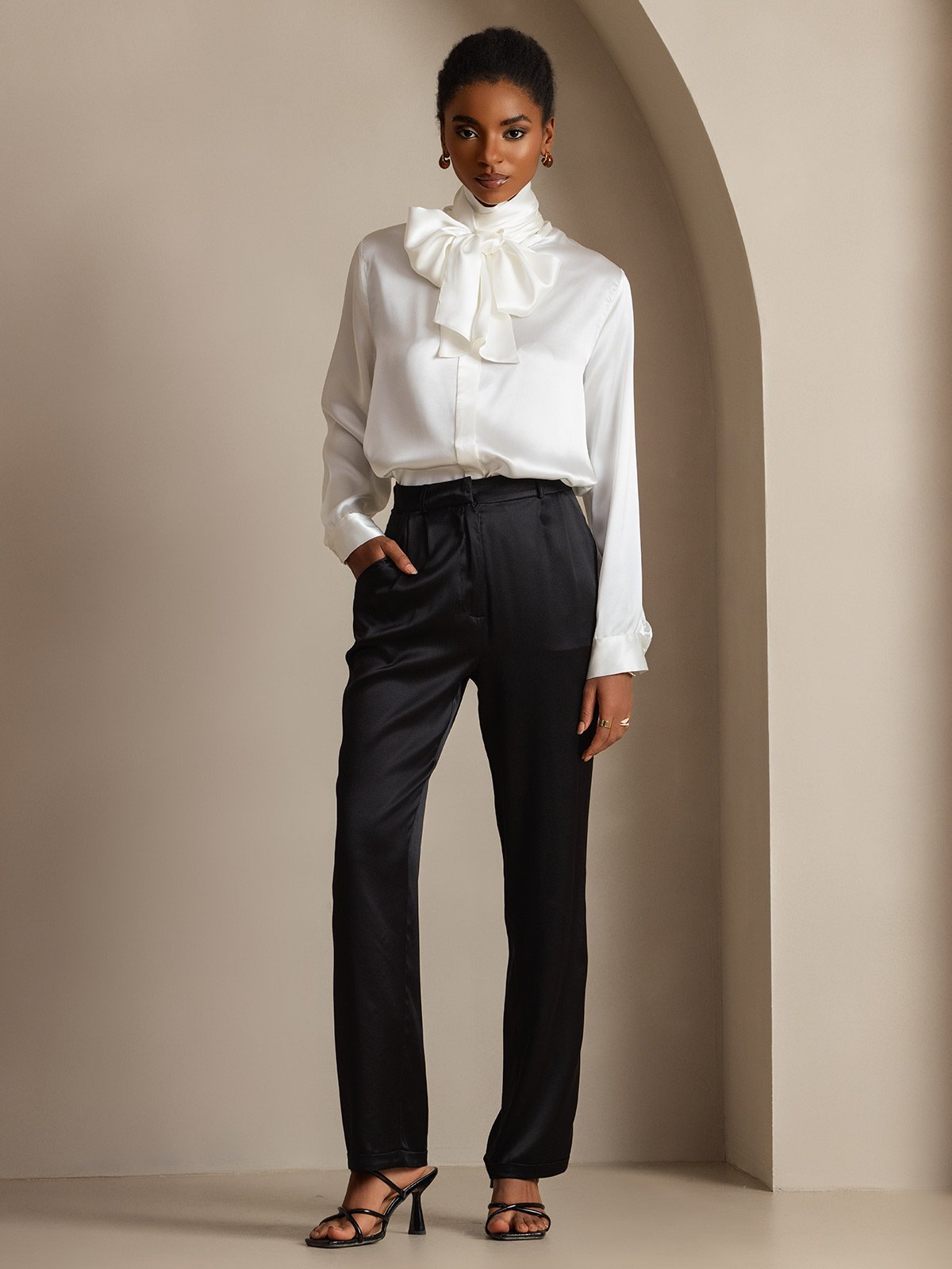 [Wit] SilkSilky-NL 19Momme Zijde Womens Shirt 008