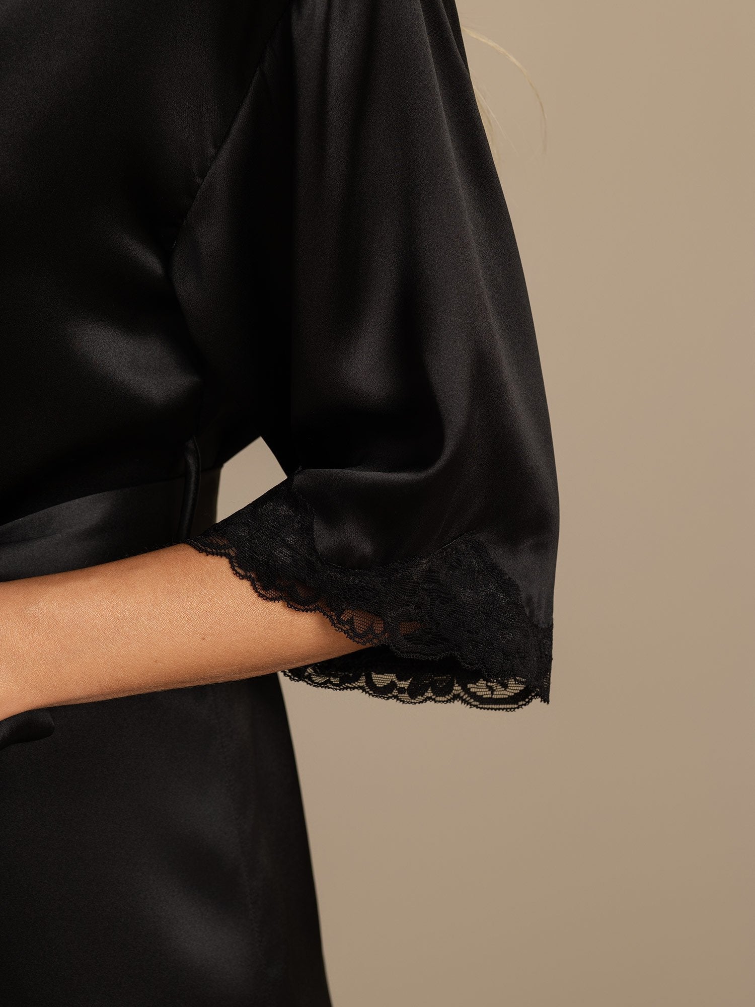 [Zwart] SilkSilky-NL Zijde Womens Robe 004