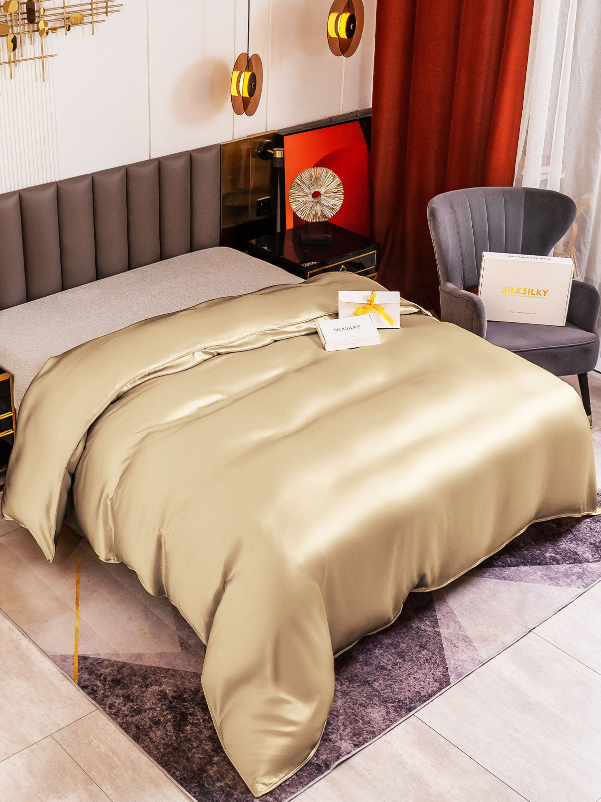 [Beige] SilkSilky-NL 19Momme Duvet Cover 001