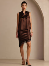 [Pure Chocolade] SilkSilky-NL Sleeveless Tie Neck Cami-Top 007