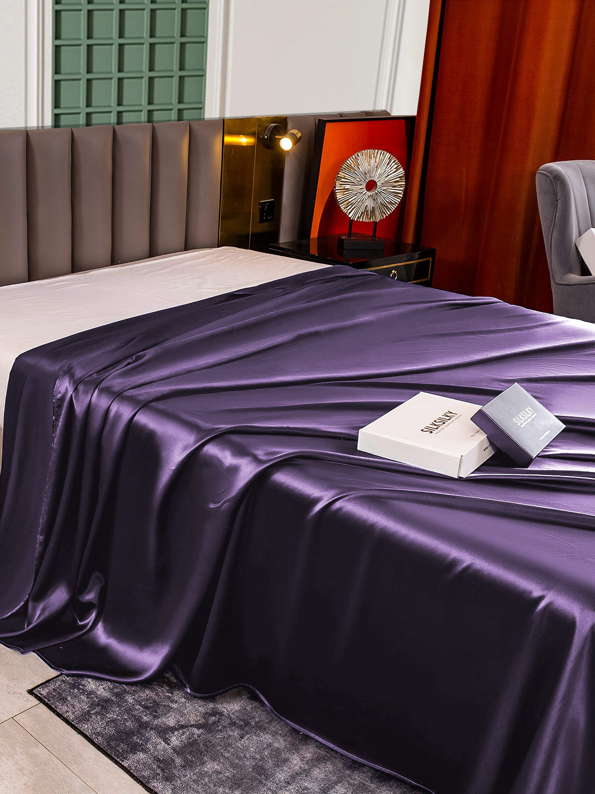 [Donkerpaars] SilkSilky-NL 25Momme Sheet 004