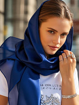 [Donkerblauw] SilkSilky-NL Sjaal 003
