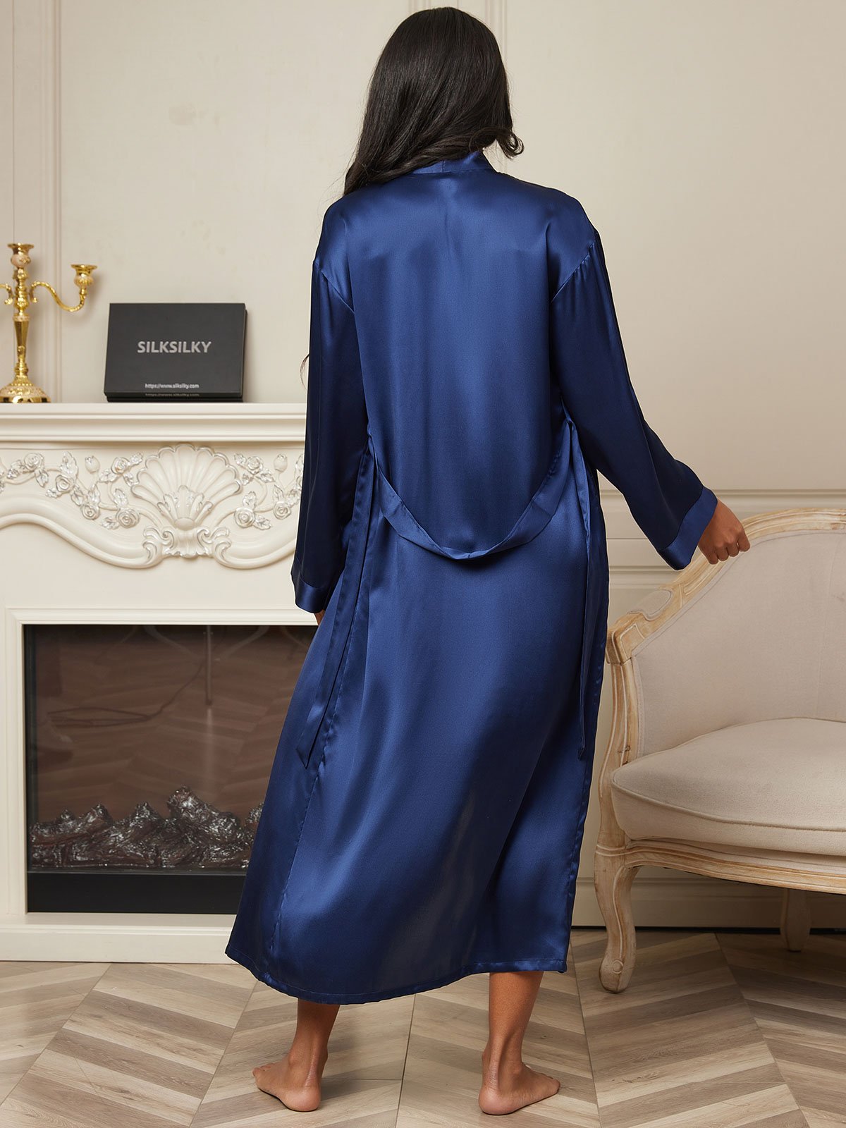 [Donkerblauw] SilkSilky-NL Womens Robe 002