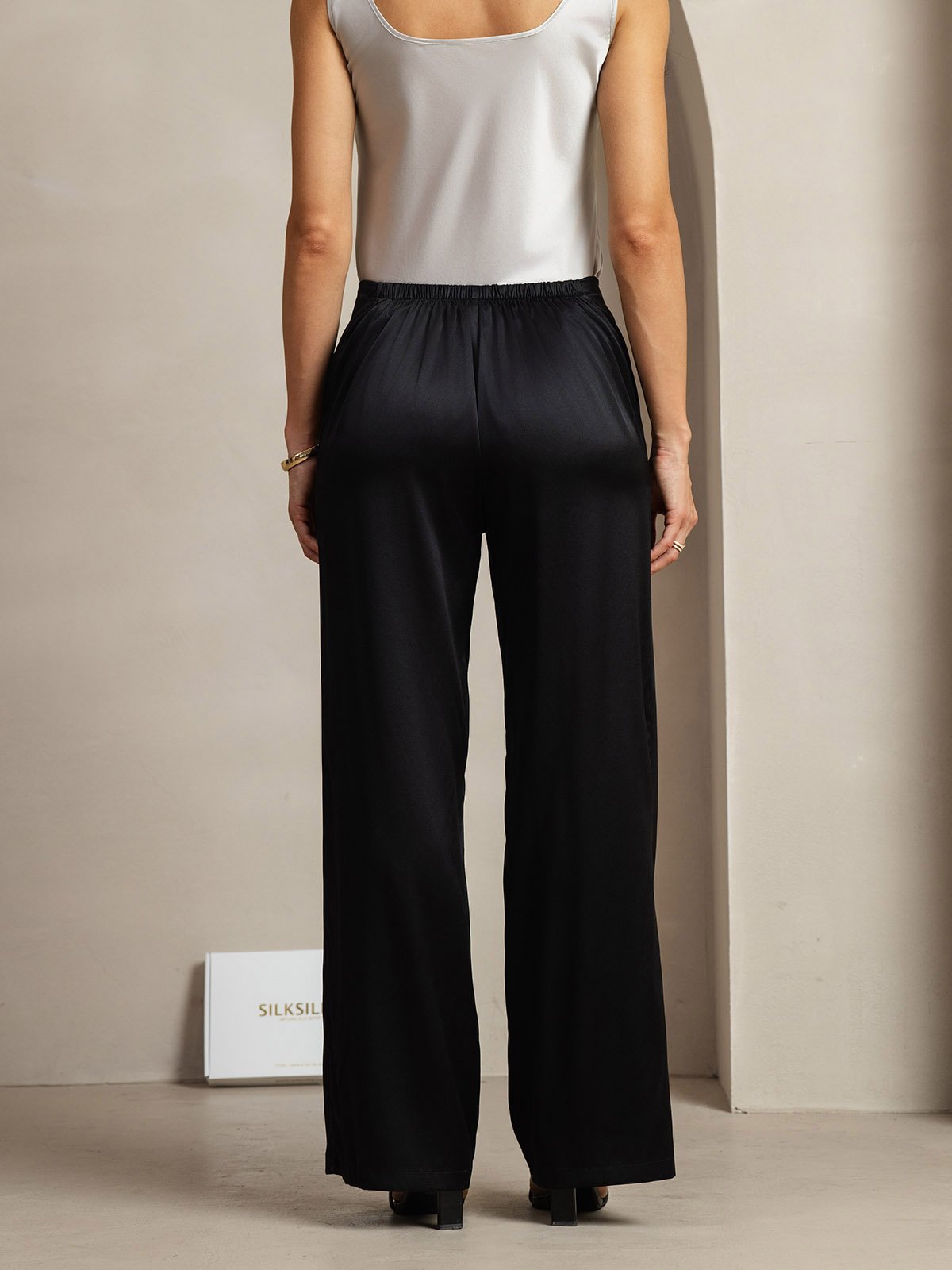 [Zwart] SilkSilky-NL 19Momme Zijde Womens Pants 004