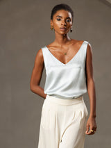 [Lichtblauw] SilkSilky-NL Sleeveless V Neck Cami-Top 003