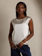[Lichtgrijs] SilkSilky-NL Cap Sleeve Round Neck Dames T-Shirt 003
