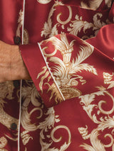 [Wijnrode Draak] SilkSilky-NL Long Sleeve Notch Collar Heren Pyjama Set 006