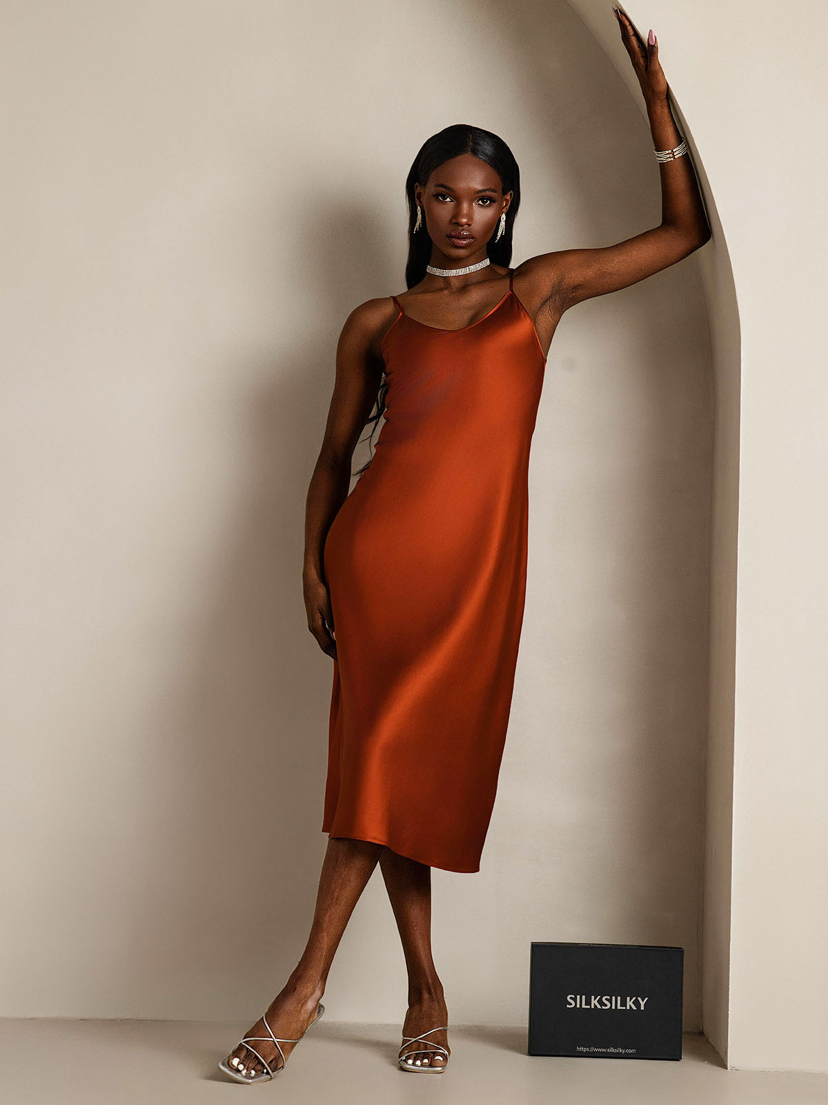 [Karamel] SilkSilky-NL Ronde Hals Jurk 001