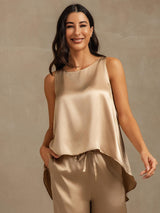 [Champagne] SilkSilky-NL Sleeveless Scoop Neck Dames Pyjama Set 002