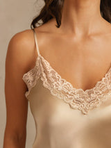 [Champagne] SilkSilky-NL Spaghetti Strap V Neck Cami-Set 005