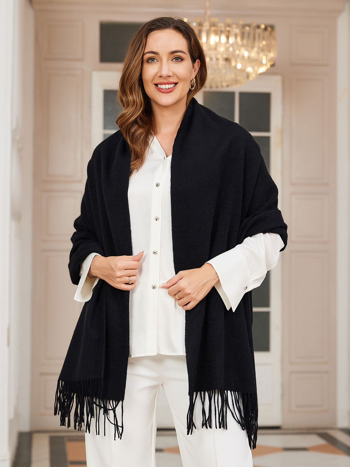 [Zwart] SilkSilky-NL Wol Scarf 002