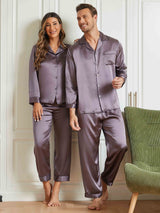 [Paars Grijs] SilkSilky-NL Pure Silk Lange Mouw Couple 001