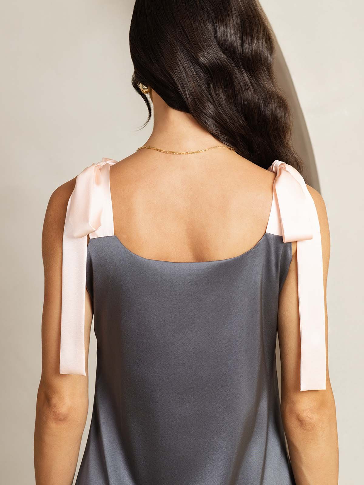 [Donkergrijs] SilkSilky-NL 19Momme Zijde Dress 005