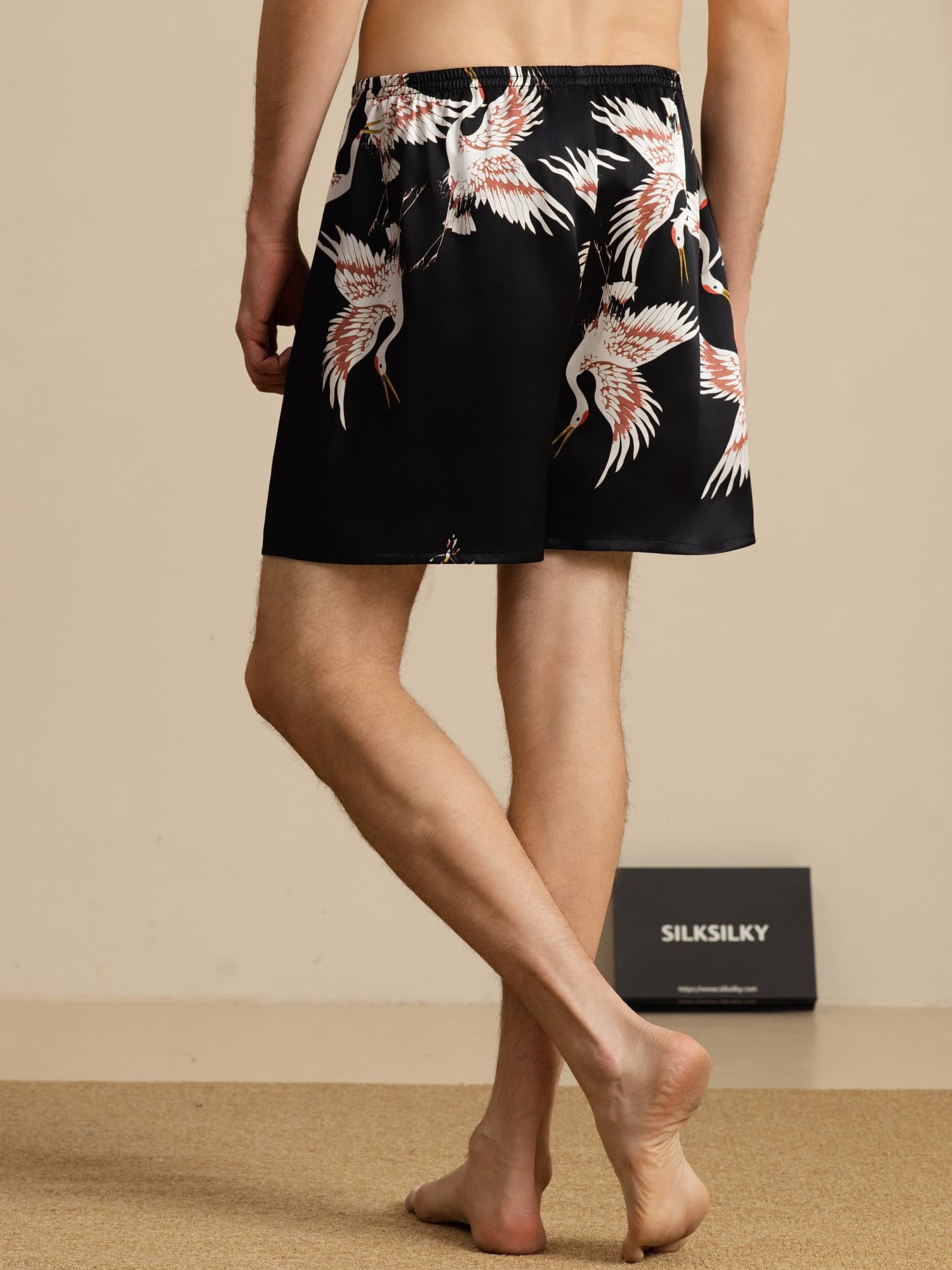 [Zwart] SilkSilky-NL 19Momme Mens Sleep Bottoms 002