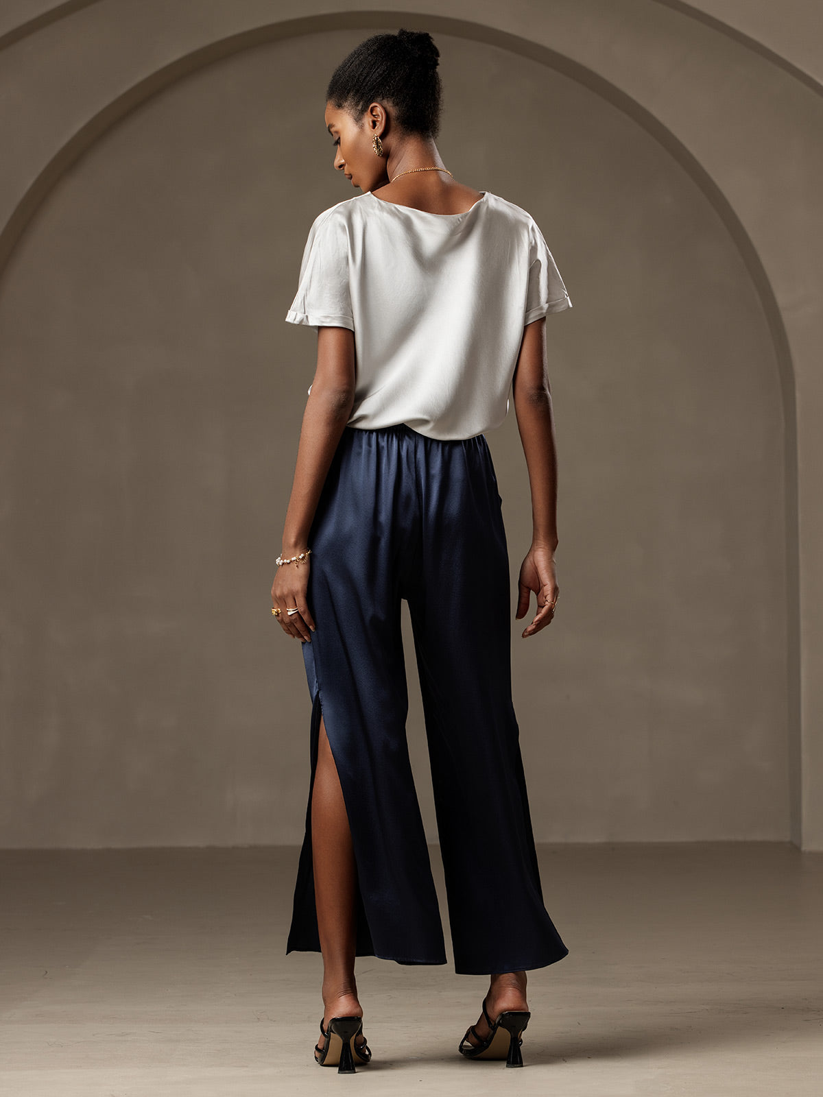 [Donkerblauw] SilkSilky-NL 19Momme Zijde Womens Pants 002