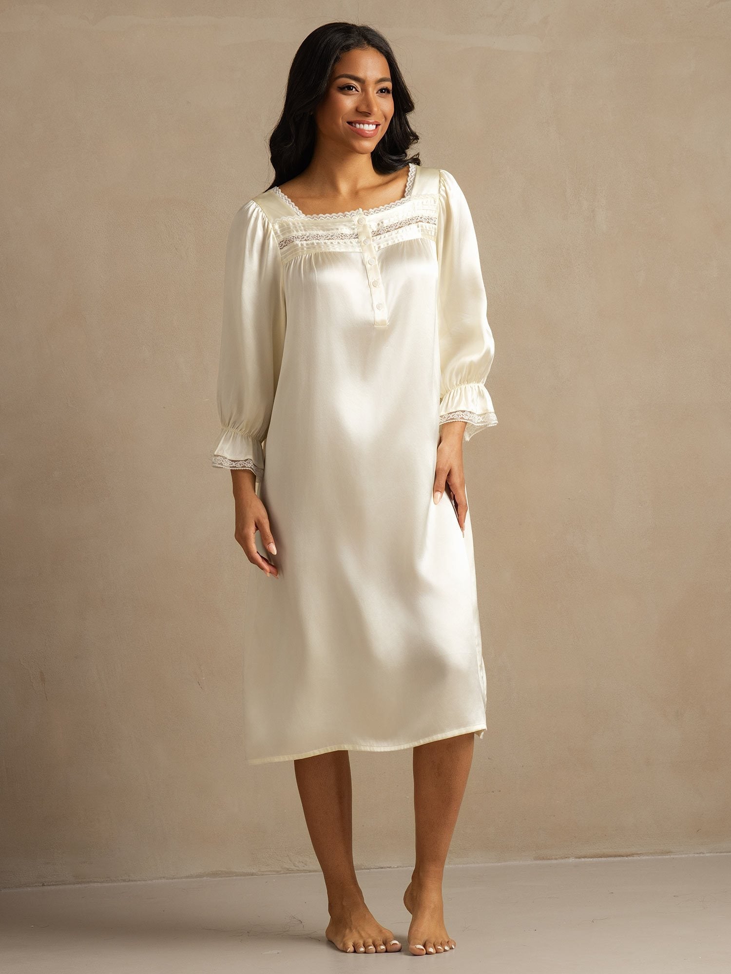 [Wit] SilkSilky-NL Zijde Nightgown 003