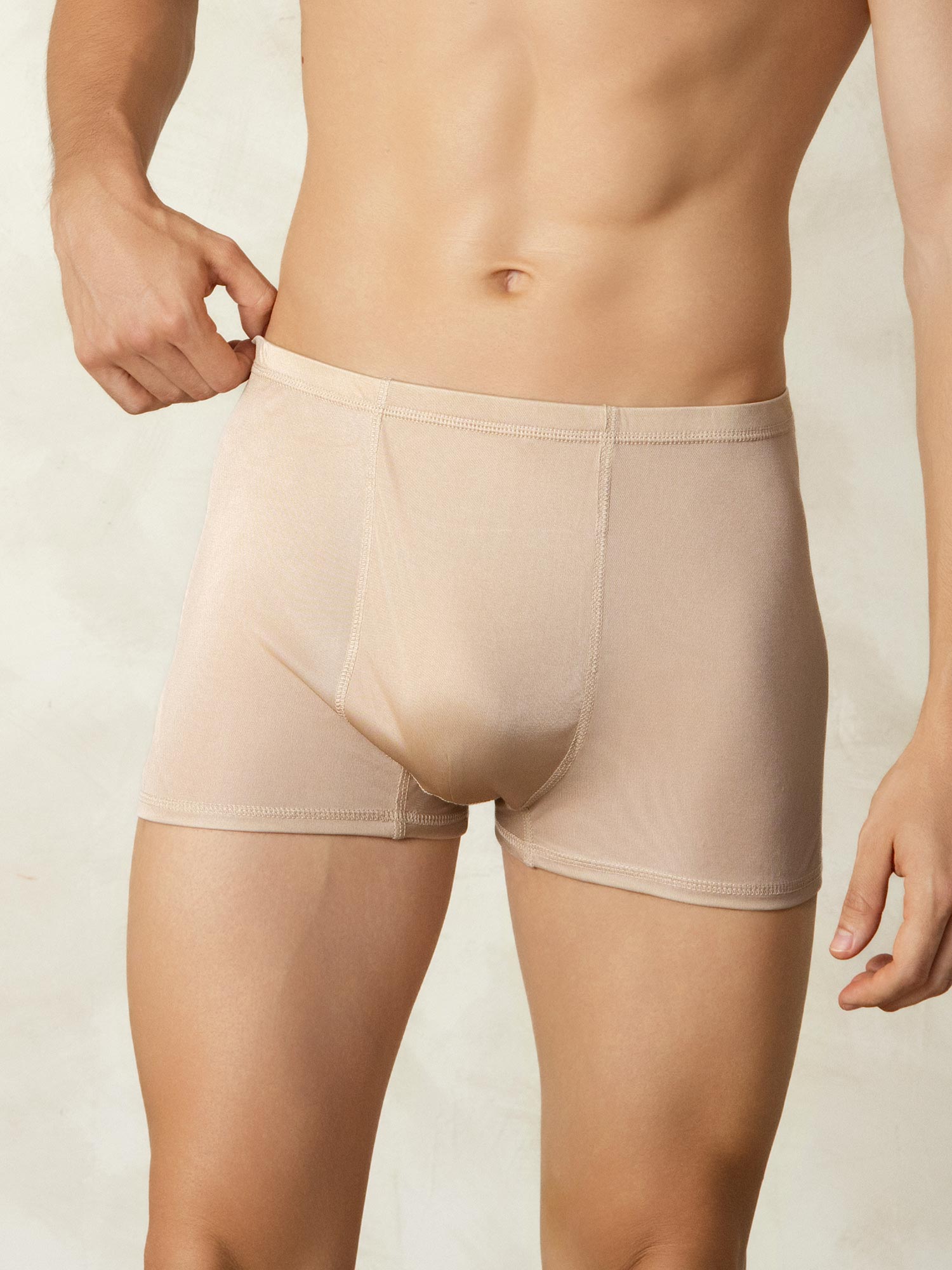 [Beige] SilkSilky-NL Zijde Gebreid Mens Underwear 003