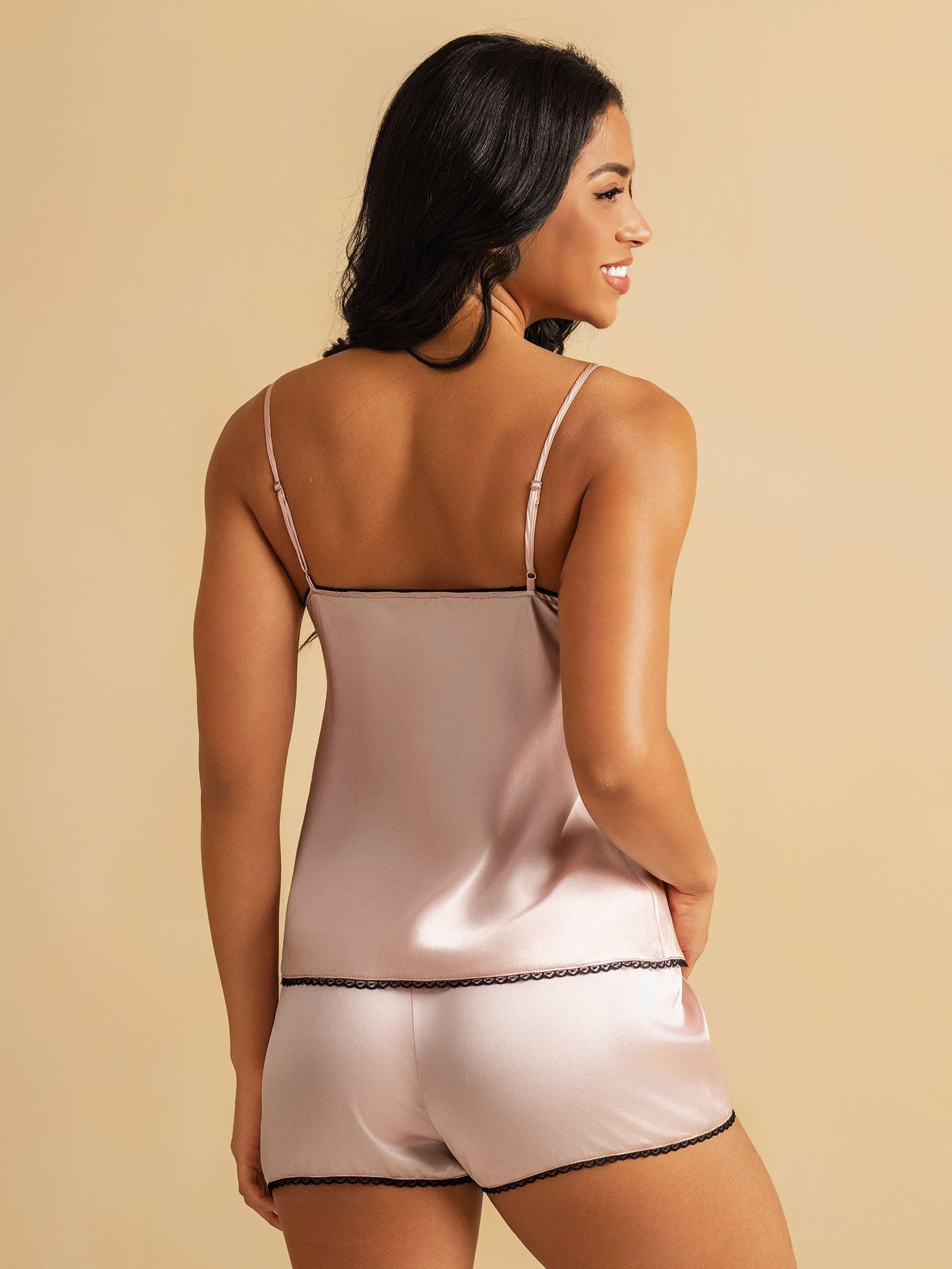 [Roze] SilkSilky-NL Zijde Camisole Set 002
