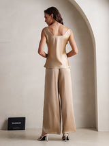 [Champagne] SilkSilky-NL Mouwloos Vierkante Hals Cami-Set 002