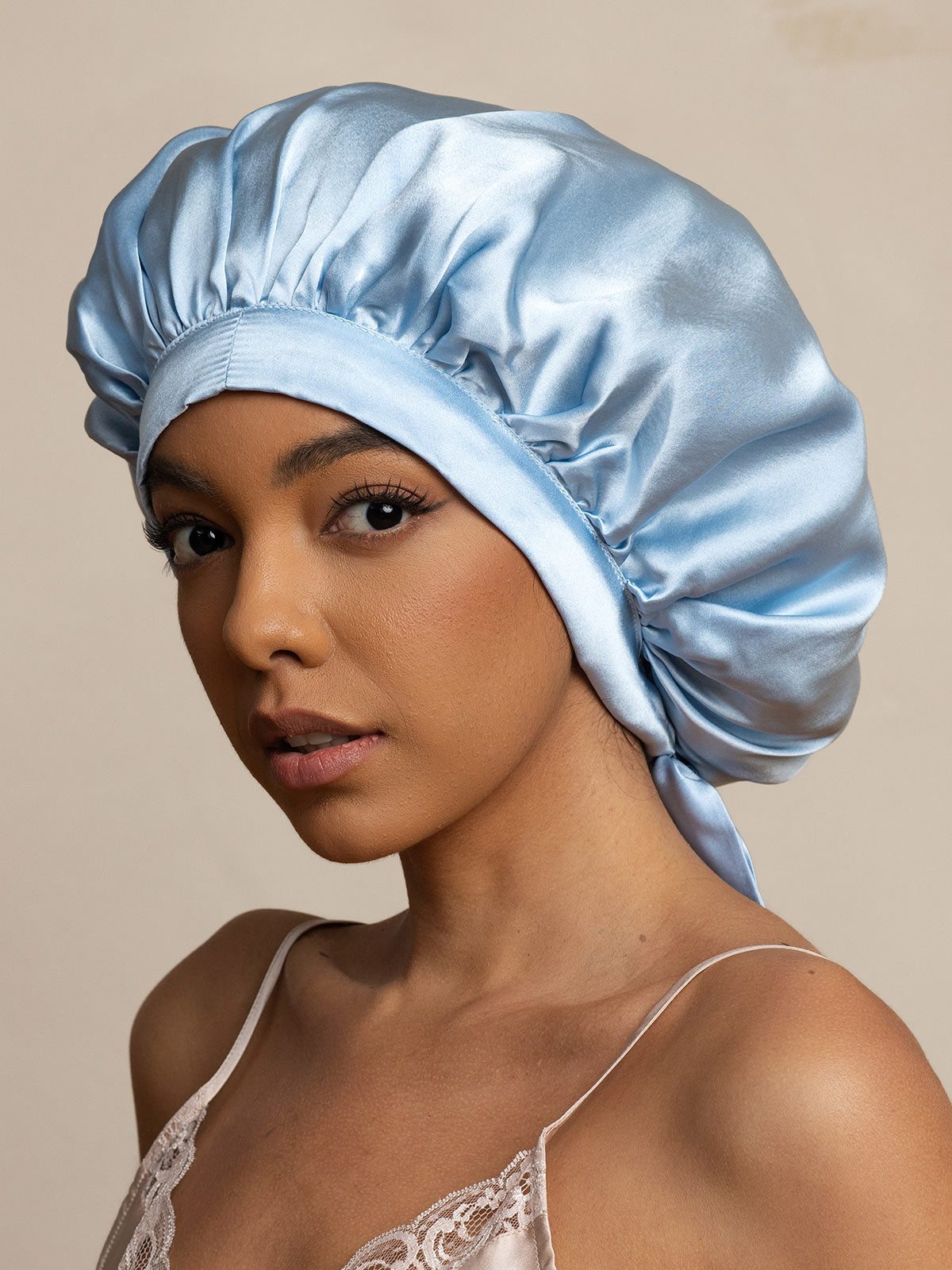 [Lichtblauw] SilkSilky-NL Sleep Cap 002